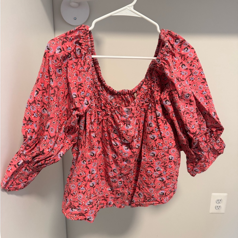 Free People Button Front Off the shoulder blouse